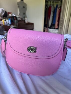 Coach Pink Pebbled Leather Swing Crossbody